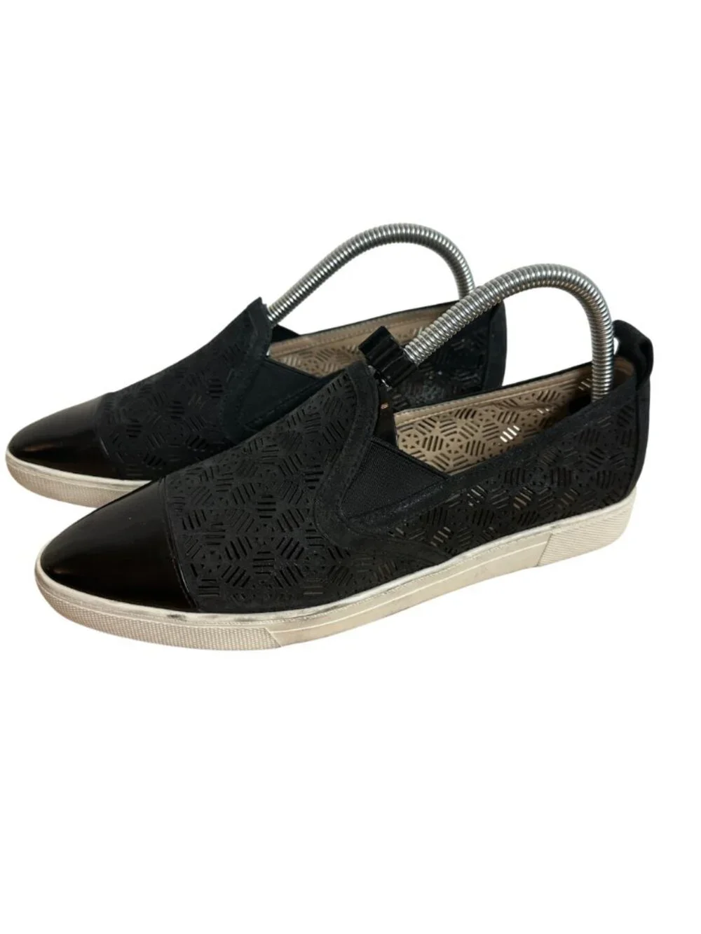 Karl Lagerfeld Paris  Size  8M Black Women's Laser Cut Slip-On Sneakers